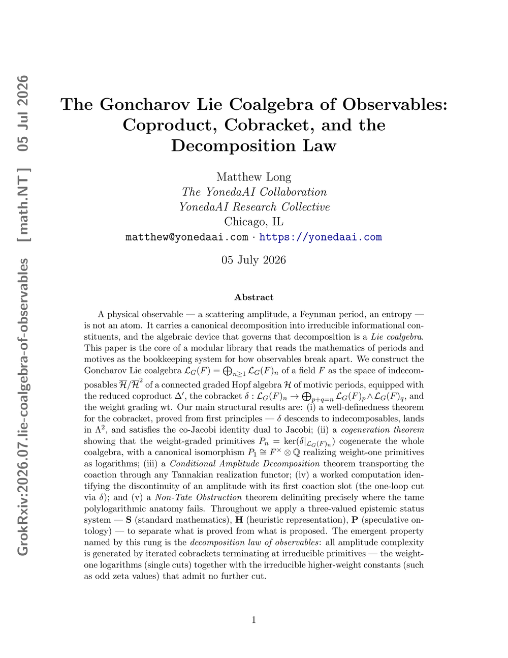 Cover of Part IV: The Goncharov Lie Coalgebra of Observables: Coproduct, Cobracket, and the Decomposition Law